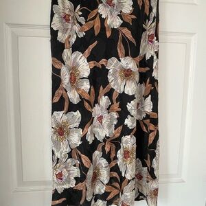 Band of Gypsies Black Floral Midi Skirt